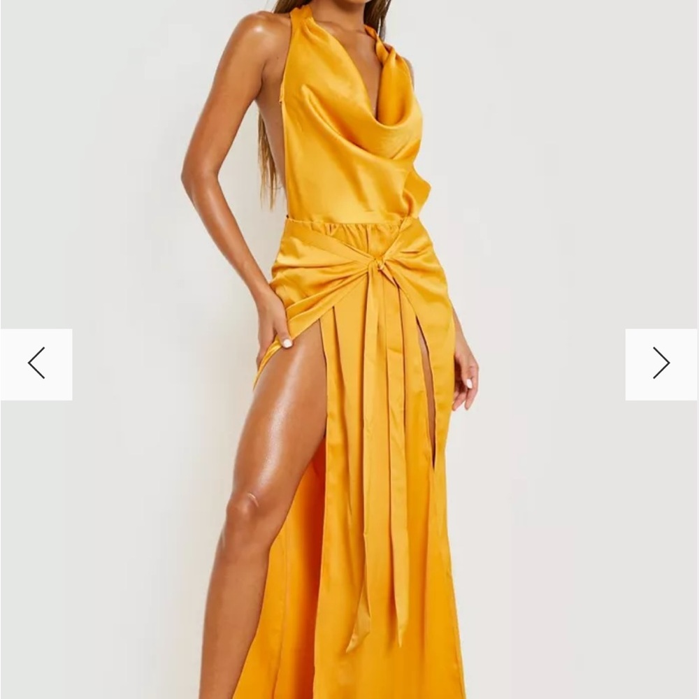NWT orange satin backless dress